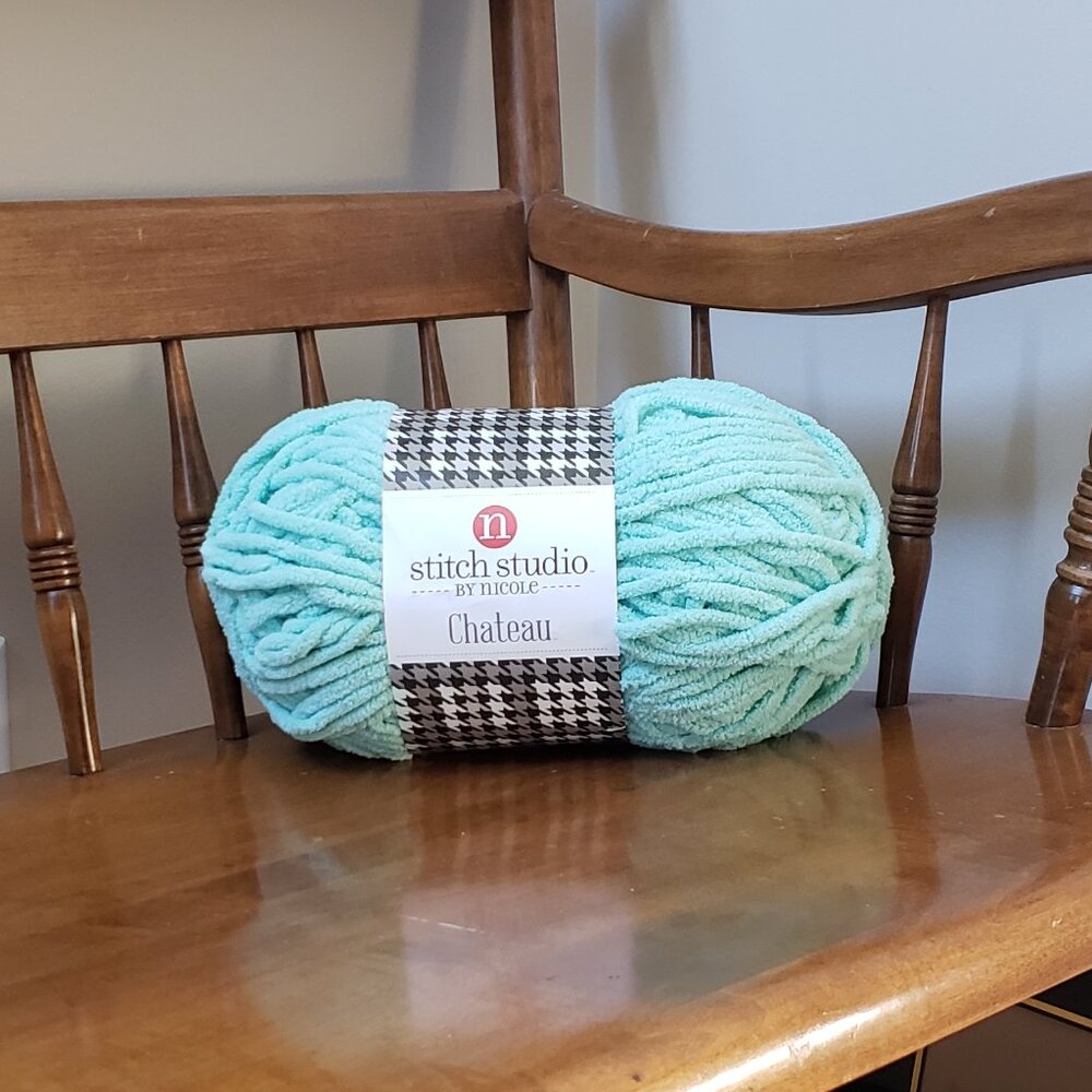 Stitch Studio By Nicole Chateau Fluffy Teal Yarn.